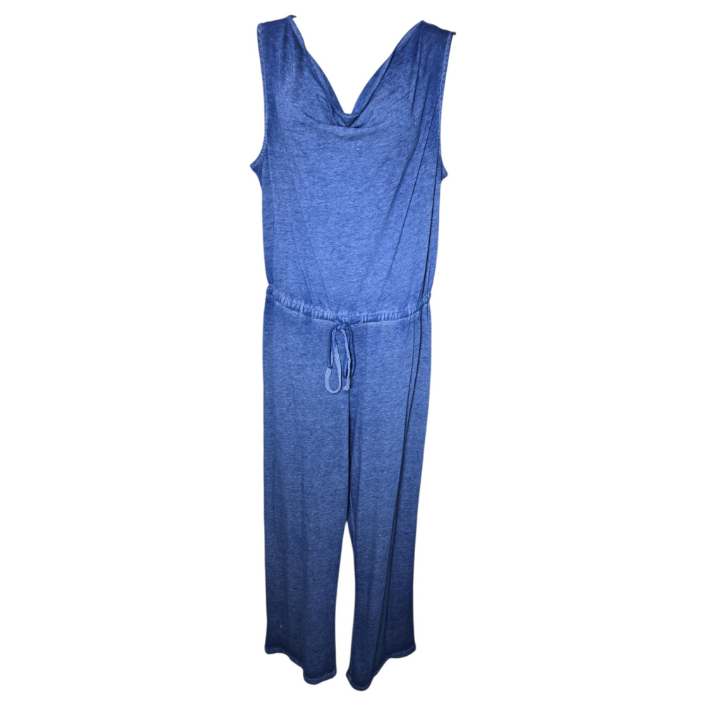 Allison Brittney Wom LG Wide Leg Sleeveless Blue Jumpsuit NWT Spring Summer
